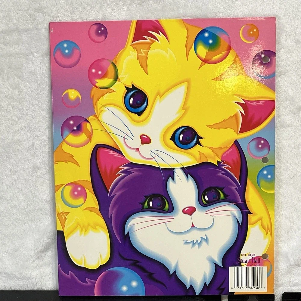 Lisa Frank Purple & Yellow Cuddly Kittens Cats 3 Ring Binder Folder Vintage 90's